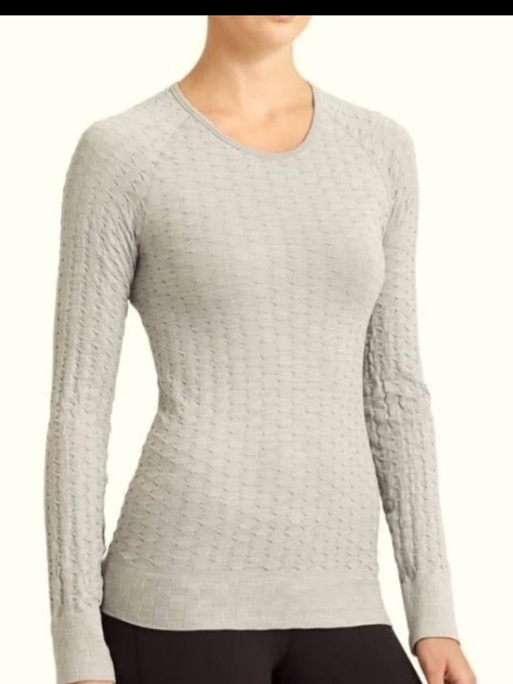 Athleta Epitomize Top Long Sleeve Textured Gray XS